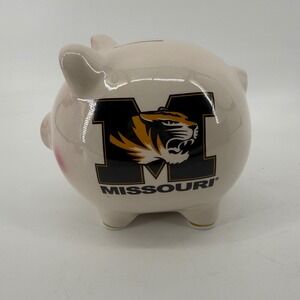 Missouri Tigers Mizzou NCAA Ceramic Piggy Bank Cream Black Gold 8 Inch Logo